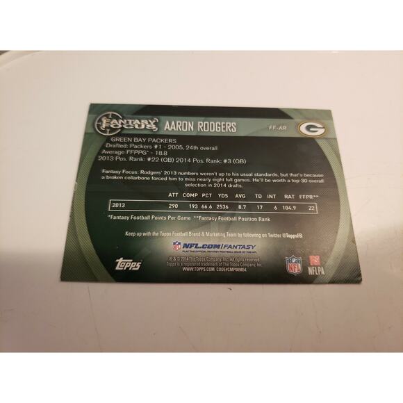 Aaron Rodgers 2014 Topps Chrome Fantasy Focus #FF-AR - Green Bay Packers - Picture 2 of 3